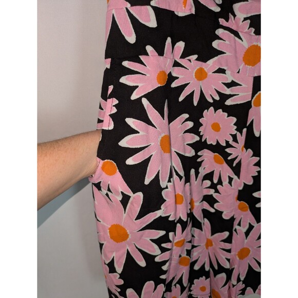 Lily Rose Romper XL Junior's Black Floral Cross Back Short Sleeve Mod Print - Picture 6 of 9